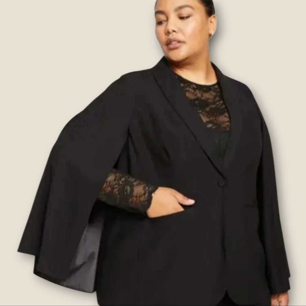 NWT UNIVERSAL STANDARD Black Leon Double Luxe Cape Blazer Size 22 / 24 New